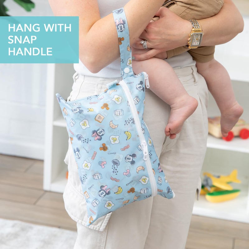 Bumkins Disney Waterproof Wet Dry Clutch Bag for Baby, Travel, Swim Suit, Cloth Diapers, Pump Parts, Pool, Gym Clothes, Toiletry, Hook to Stroller, Daycare, Packing Pouch, Zip Bag, Mickey and Minnie - Image 4
